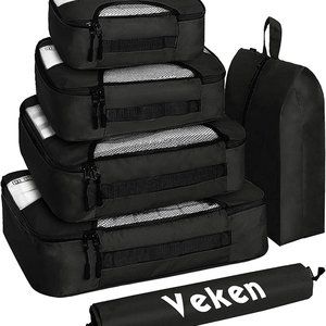 New  6 Set Packing Cubes, Travel Luggage Organizers with Laundry Bag & Shoe Bag